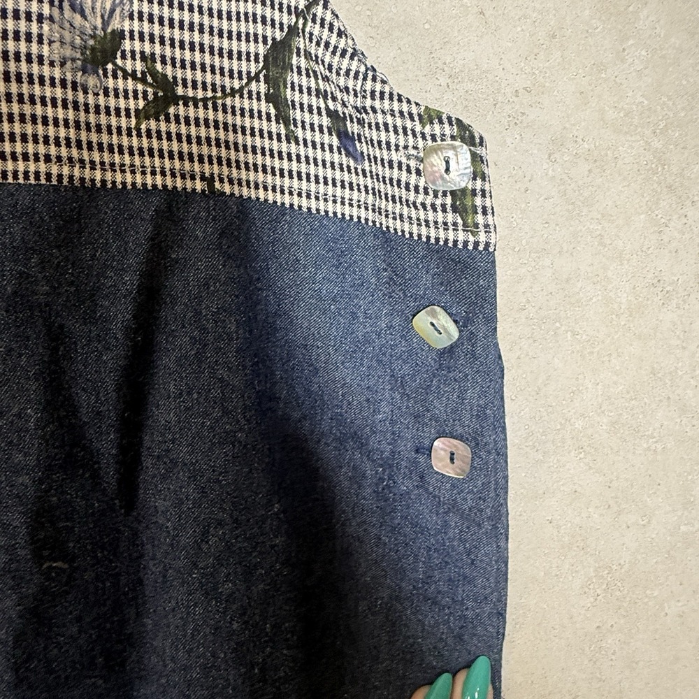 Vintage TEDDI Petite Maxi Dress Womens Sz XLBlue Denim Embroidered Jumper - Picture 4 of 9
